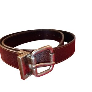 Men's Brown Leather Belt With Silver Buckle Size 34